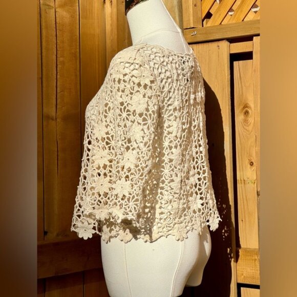 🆕 FARM Rio 🧿 NWOT Off White Crochet Crop Top, Sz Sm - Picture 8 of 13